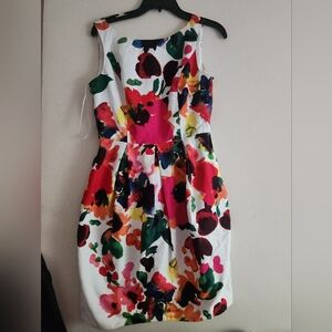 Eliza J water print floral dress bubble skirt colorful size 4 nwot
